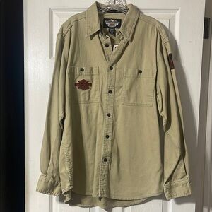 Harley-Davidson Khaki Long Sleeve Shirt Large